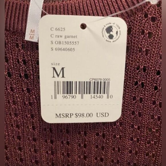🛍️Free People H2O Crew pullover Top in Row garnet size: Medium 🎉Long sleeve ✨ - Picture 7 of 12